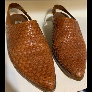 Brown Woven Ankle Booties